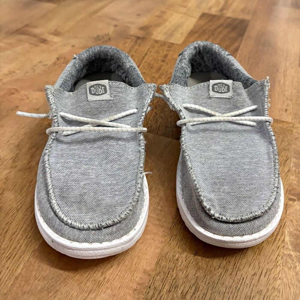 HEYDUDE Wally Youth Sport Knit Loafers Gray/White Unisex Kids US 12C EU30-31
